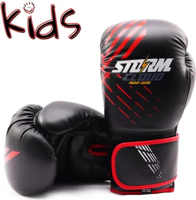 Produktbild von StormCloud Kinder-Boxtrainingshandschuhe Lynx schwarz-rot 6oz