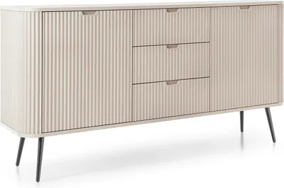 Produktbild von Masseno Kommode ZENZERO 168 cm Sideboard mit 3 Schubladen und 2 Türen für Wohnzimmer Schlafzimmer Modern 168x39x87 cm Kaschmir / Kaschmir