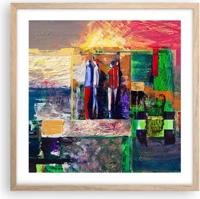 Produktbild von Gerahmtes Poster - Rahmen in heller Eiche - Abstraktion modern - 50x50 cm - Wand Bild - Wanddeko - Wandbilder - Wandposter - Bilderrahmen - Bilder - Kunstdruck - Wandbild - P2NAC50x50-3670