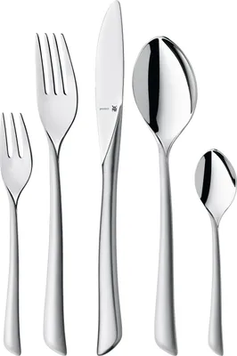 Produktbild von WMF Virginia Besteckset, 12 Personen, 66 teilig, 60 Teile mit Servierbesteck, eingesetzte Messerklinge, Cromargan protect Edelstahl teilmattiert, kratzbeständig, spülmaschinengeeignet