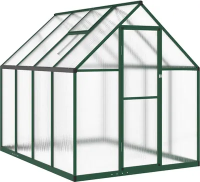 Image de vidaXL Serre avec cadre de fondation vert 224x169x195 cm Aluminimum