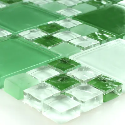Produktbild von Mosaikfliesen Glas Crystal Grün Mix