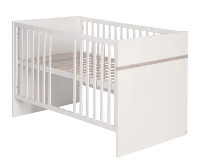 Produktbild von roba Kombi-Kinderbett 'Moritz', 70x140cm, Babybett, weiß, höhenverstellbar, 3 Schlupfsprossen