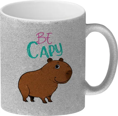 Produktbild von Be Capy Glitzer-Kaffeebecher mit niedlichen Capybara Motiv