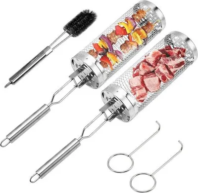 Produktbild von Portable Camping Grill - Groß - Abnehmbares Griffstück - Fleisch und Gemüse