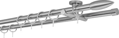 Produktbild von Gardinenstange Maß 20mm Patrone 2-lauf Deckenträger 5,5cm Farbe: Edelstahl-Optik, Größe: 110cm