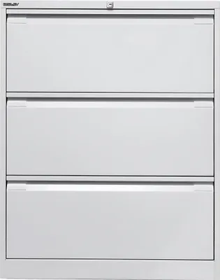 Produktbild von Hängeregistraturschrank, doppelbahnig, grau, 3 Schubladen