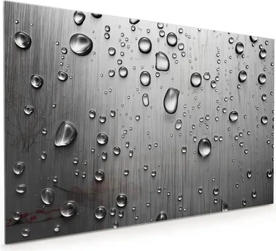 Produktbild von Küchenrückwand Spritzschutz Glas mit Motiv Wassertropfen auf Metall 40 x 40 cm