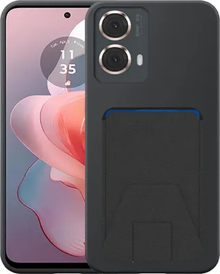 Produktbild von Geeignet für Motorola Moto G Power 2024 Phone Case mit verstellbarem Leder Kartenschlitz - Flexible Back Cover Case Silikon TPU mit verstellbarem Leder Kartenschlitz - Schwarz - Smartphonics