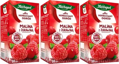 Produktbild von Herbapol Himbeere Cranberry Tee 60 Teebeutel - Früchtetee Kräutertee Mischung