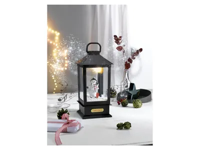 Produktbild von Livarno Home Weihnachten Laterne Schneefunktion und Musik schwarz Schneemann NEU
