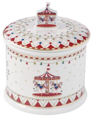 Zdjęcie produktu dla Puszka na ciastka Christmas Wonderland okrągła H16.5cm Porcelanowa puszka na ciastka Boże Narodzenie