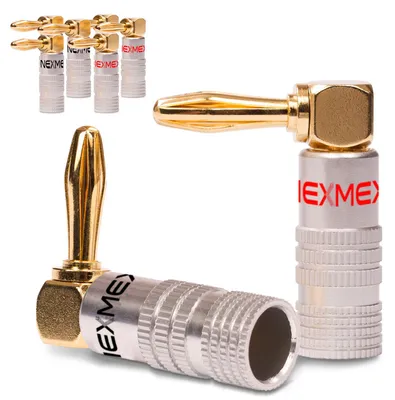 Produktbild von Bananenstecker 90° gewinkelt vergoldet 8x Stecker NEXMEX Winkel Steckverbinder