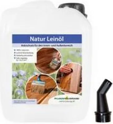 Produktbild von Leinöl Holzschutz im 5L-Kanister| Holz-Pflegeöl für Echtholzmöbel