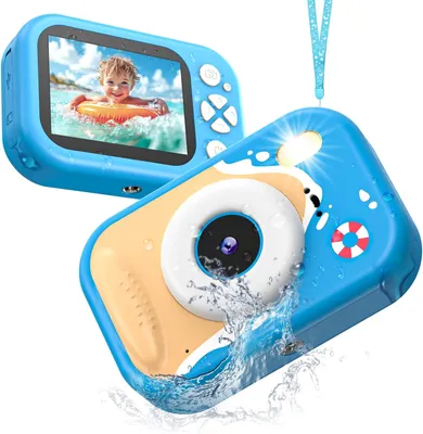 Produktbild von Kindervideo-Kamera – Digitalkamera – Abenteuer festhalten – Wasserdicht, HD 1080p – 24-Zoll-Display – Blau