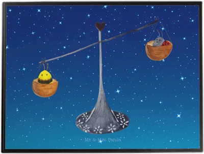 Produktbild von Mr. & Mrs. Panda schreibtischunterlage Sternzeichen Waage - Sternenhimmel Blau - Geschenk, malunterlage, Schreibunterlage, schreibauflage, Gleichgewicht, Biene, Hummel