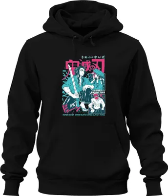 Obrázek produktu pro Demon Slayer Kimetsu no Yaiba Sword Samurai Anime Japan Y2K Streetwear Mask Uni mikina s kapucí, černá, M