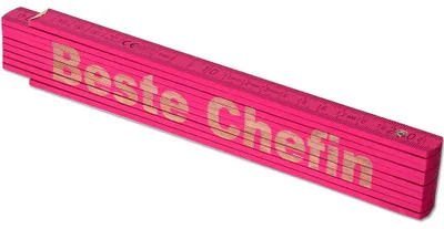 Produktbild von TE-Trend Zollstock Pink 2 Meter Maßstab Gliedermaßstab Gravur Beste Chefin