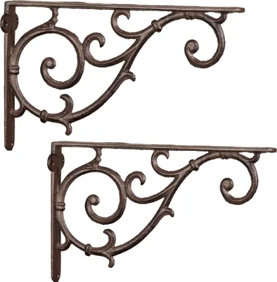 Produktbild von 2 Stück Moritz Regalwinkel Wandwinkel Wandregal 17 cm x 27,5 cm Regalträger Regalhalter Wandträger aus Gusseisen braun