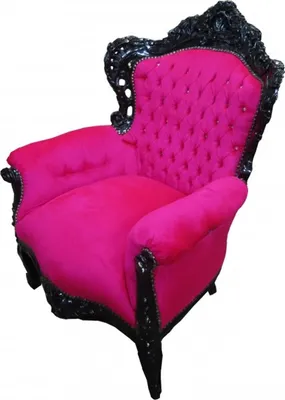 Produktbild von Casa Padrino Sessel King Pink / Schwarz mit Bling Bling Glitzersteinen - Barock Kollektion