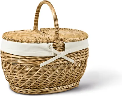 Produktbild von Picknickkorb, Klappdeckel, Tragekorb , Henkelkorb, T 42cm x B 31cm x H 27/45cm