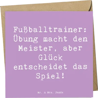 Produktbild von Mr. & Mrs. Panda Grußkarte Spruch Fußballtrainer Erfolgskick - Lavendeltraum - Geschenk, Berufe, Klappkarte, Beruf, Trainingsplanung, Spielfeld, personalisierte Geschenke