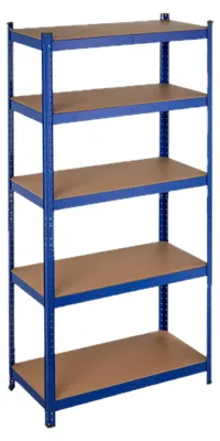 Immagine prodotto di 2 scaffali per carichi pesanti, portata 875 kg, 5 ripiani, a incastro, cantina, garage, acciaio, A x L x P: 180 x 90 x 45 cm, blu