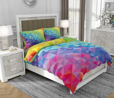 Produktbild von Bettwäsche 140x200 cm + 2x70x80 cm, 3-teilig, 100% Baumwolle, Satin, Reißverschluss, Bunt - SOVIO | So.0159