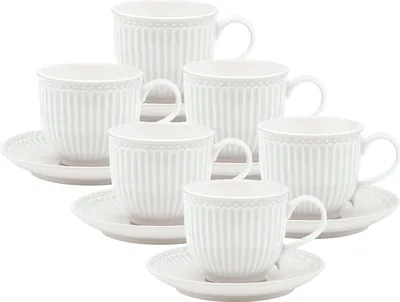 Produktbild von Greengate Alice Tasse mit Untertasse white 8,5cm Set6