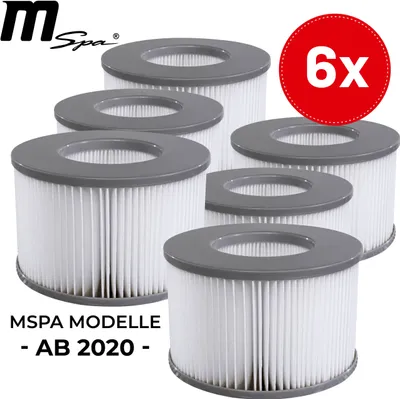 Produktbild von Miweba MSpa Whirlpool-Filterkartusche, Filter für aufblasbaren Whirlpool, Ersatzfilter (6x Wasserfilter ab Modell 2020)