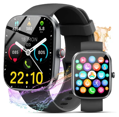Zdjęcie produktu dla Inteligentny zegarek męski/damski, 2026, model 191 HD, funkcja telefonu, dotykowy ekran, 100 trybów sportowych, kolor: głęboka czerń