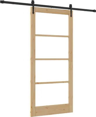 Obrázek produktu pro vidaXL Posuvné dveře ORKDAL přírodní 93 x 202 cm z masivního borového dřeva a skla