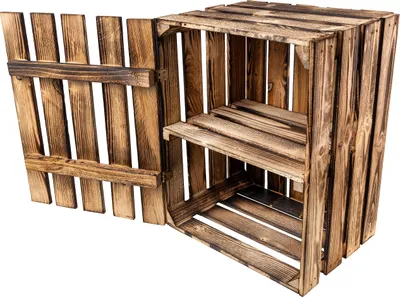 Image de Creative Deco Coffre en Bois Flammé avec Étagère - 50 x 40 x 30 cm - Boîte