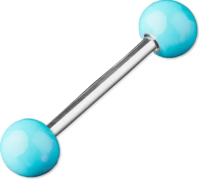 Produktbild von viva-adorno Barbell Piercing Stab Zungenpiercing Chirurgenstahl Stahlkugeln glänzend emailliert verschiedene Farben Z374,hellblau