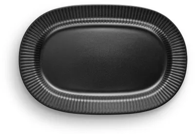 Ovale Servierplatte 37x25 cm, Keramik, schwarz matt