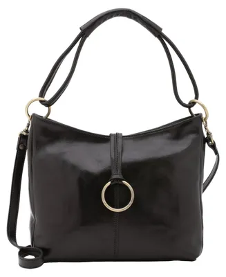 Produktbild von Damen Schultertasche aus Rindsleder Reißverschluss und abnehmbarer Riemen Camel-Tan UNICA 29x32x11 cm 5541-Cognac