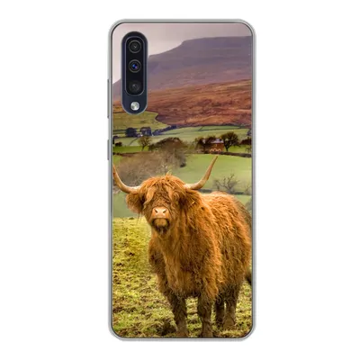 Produktbild von MuchoWow® Handyhülle Schutzhülle Hülle für Samsung Galaxy A30s Schottischer Highlander - Berg - Herbst Silikon Softcase Handy Hülle - Karteninhaber