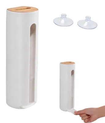 Produktbild von Wattepadspender - Zur Wandmontage - Mit Holzdeckel - Weiß