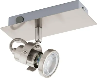 Produktbild von EGLO LED Wandlampe Tukon 3, Wandleuchte, Wandstrahler aus Metall, Wohnzimmerlampe in Nickel-Matt, Lampe mit Schalter, Spot inkl. GU10, warmweiß