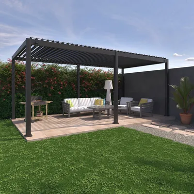 Produktbild von sweeek - Bioklimatische Pergola mit Lamellendach Triomphe 3x6m - Anthrazit
