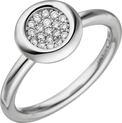 Produktbild von Damen-Ring mit 19 Diamanten Brillanten rund 585 Gold Weißgold Goldring Innenumfang 56mm  Ø17.8mm