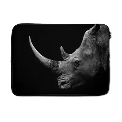 Produktbild von MuchoWow® Laptop Hülle 14 ZollNashorn - Tiere - Schwarz - Weiß - Porträt Laptoptasche - Laptoptasche - Stoßsicher - Schutzhaube