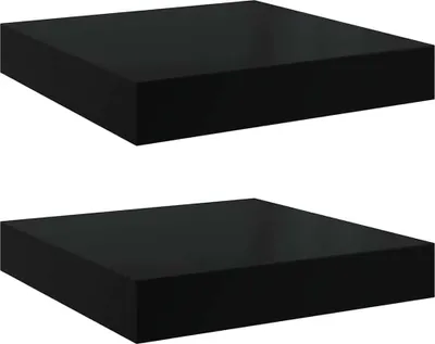 Obrázok produktu pre vidaXL Závesné police 2 ks Vysoko lesklá čierna 23x23,5x3,8 cm MDF