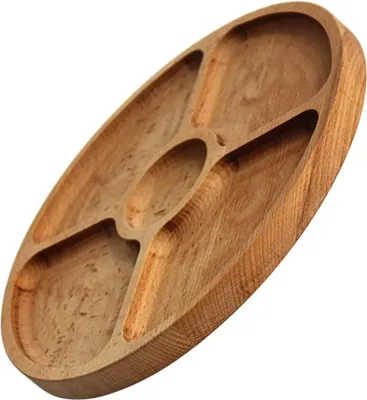 Image de Plateau de service en bois naturel - 28 cm - avec 5 compartiments divisés - Plateaux de service pour hors-d'œuvre, fromages et snacks - planche en bois plateau à fromage - viande et fromage - plateau à fromage - plateau à fromage
