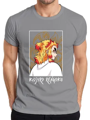 Immagine prodotto di Maglietta da uomo Kyojuro Rengoku Demon Slayer Flame Hashira Anime Gift Samurai, grigio, XXL