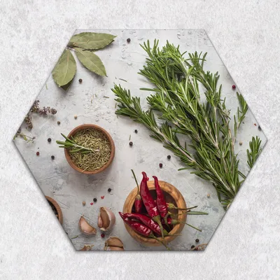 Produktbild von Glas-Herdabdeckplatten Glaskeramikkochfeld-Abdeckung Spritzschutz Glas Hexagon Schneidebrett 40 cm Gewürze Kräuter