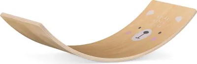 Produktbild von Navaris Balance Board für Kinder aus Holz - Indoor Wippe Wackelbrett 81x28cm - Balancierbrett ab 3 Jahren - Balancieren Turnen - Rutschbrett - Bären