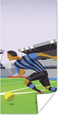 Produktbild von MuchoWow® Poster Eine Illustration von Spielern, die in einem Stadion Fußball spielen - Junge - Mädchen - Kinder 20x40 cm - Plakat - Foto