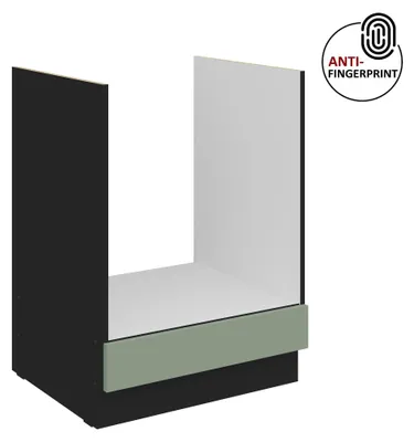 Produktbild von Küchen Herdunterschrank 60 cm Küche ARIA Aquamarin ultra matt + Schwarz matt, hochwertige Fronten mit Anti Fingerprint Beschichtung Küchenzeile Küchenblock