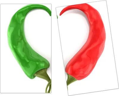 Produktbild von Spritzschutz Herdabdeckplatte Schneidebrett aus Glas Chilischoten verschieden 2-Teilig (60x52cm)